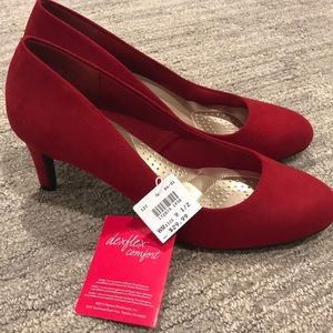 Red suede heels